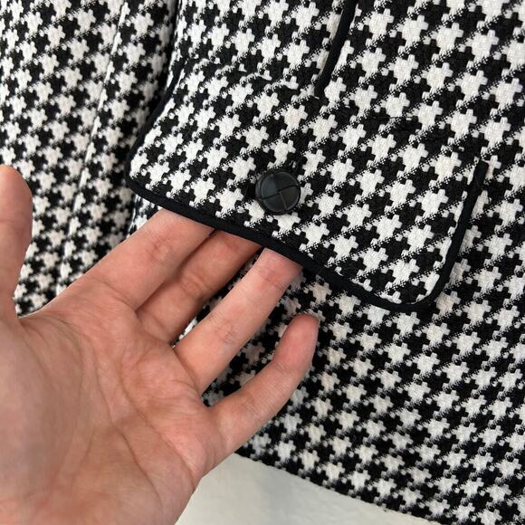 John Meyer Collection Houndstooth Black and White Jacket Size 8 Preppy Corpcore - Picture 3 of 7
